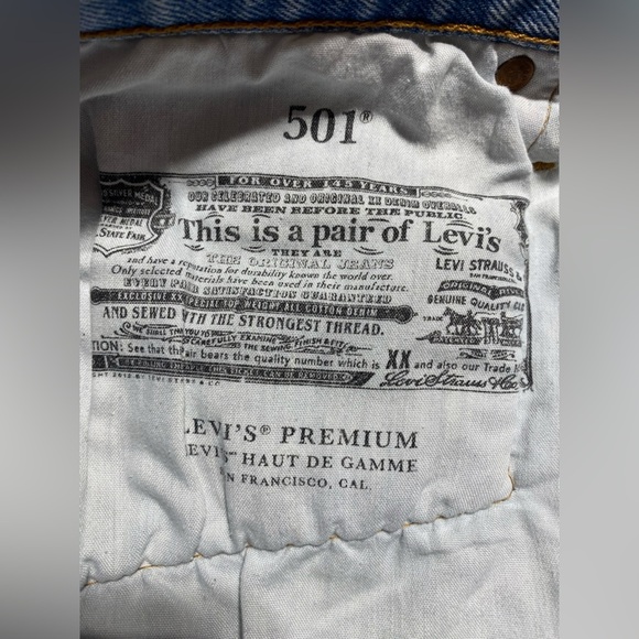 Levi’s 501 High Waist Distressed Ripped Button-fly Jean Denim Shorts Size 27 - Picture 15 of 15